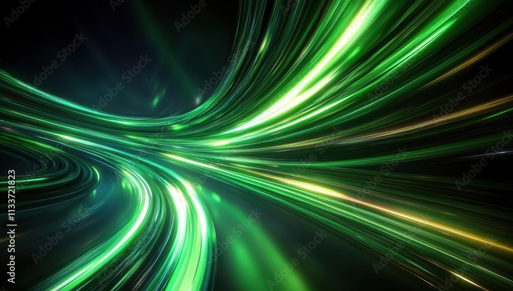 Bright green streaks of light create a mesmerizing spectacle. Bright green streaks of light create a mesmerizing spectacle.