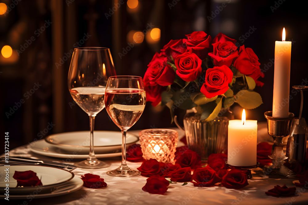 Romantic Table Setting: A Toast To Love and Unity on A Grand Anniversary Celebration Romantic Table Setting: A Toast To Love and Unity on A Grand Anniversary Celebration