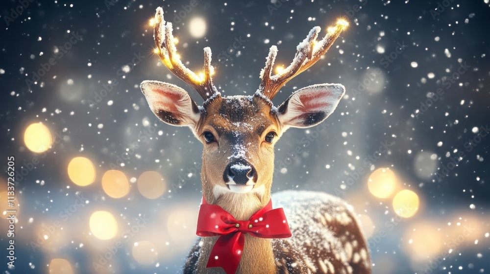 Festive Reindeer in Snowy Winter Wonderland Festive Reindeer in Snowy Winter Wonderland