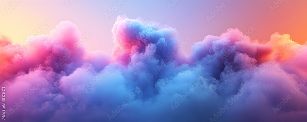 Vibrant Cloudscape, A Dreamy Pastel Sky, Illuminated by Soft Light, Creates a Serene and Magical Atmosphere Vibrant Cloudscape, A Dreamy Pastel Sky, Illuminated by Soft Light, Creates a Serene and Magical Atmosphere