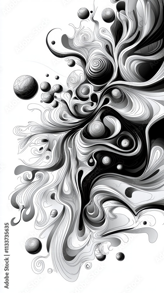 Abstract Black and White Swirling Design Abstract Black and White Swirling Design