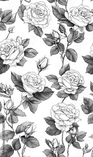 floral flower and leaf elements modern doodle illustrator seamless pattern for wallpaper or background