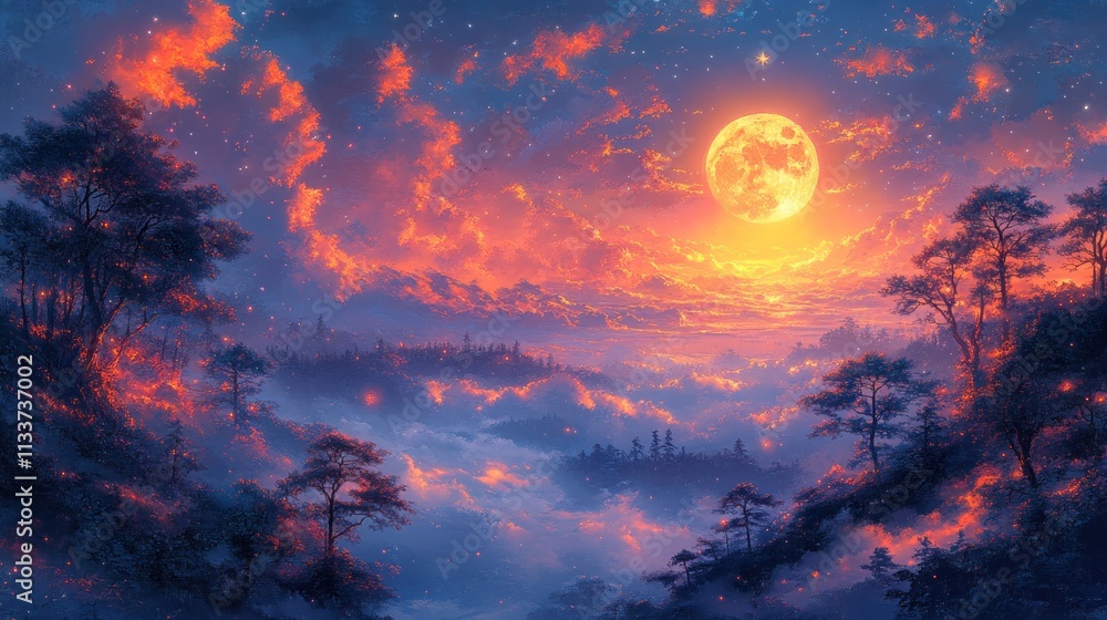 Enchanted Forest Under a Giant Moon Enchanted Forest Under a Giant Moon