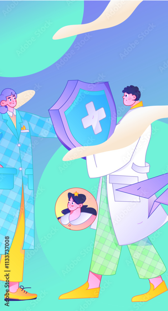 Medical characters fighting the epidemic flat vector concept operation hand drawn illustration
Medical characters fighting the epidemic flat vector concept operation hand drawn illustration