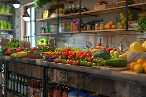 Clear Pixel Image of Kitchen Podium for Food Product Display photo