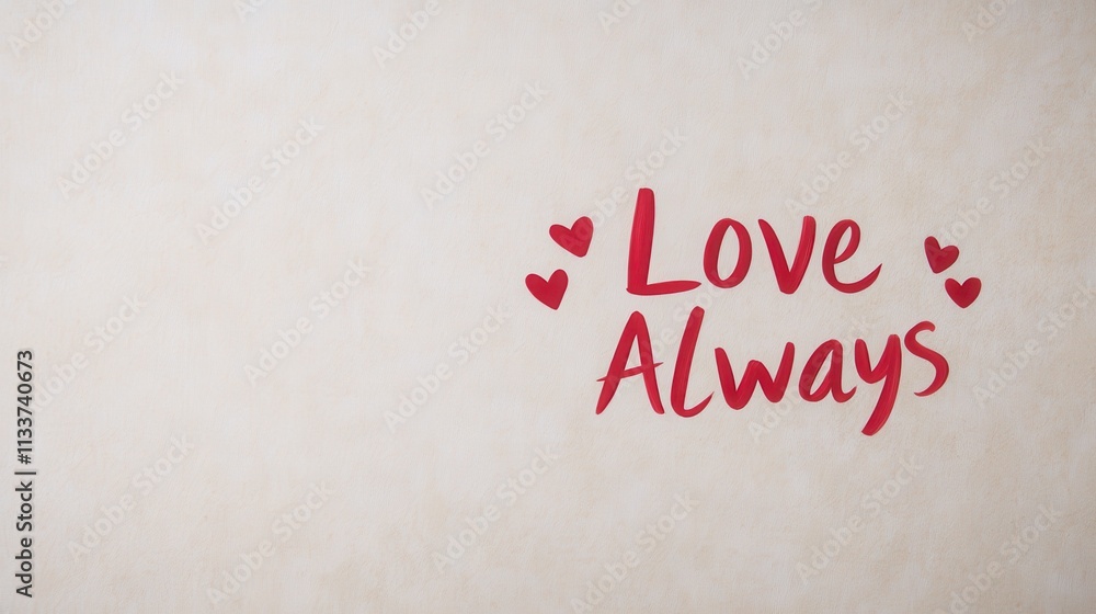 Romantic Love Always Message Hearts Beige Background Valentines Day Romantic Love Always Message Hearts Beige Background Valentines Day