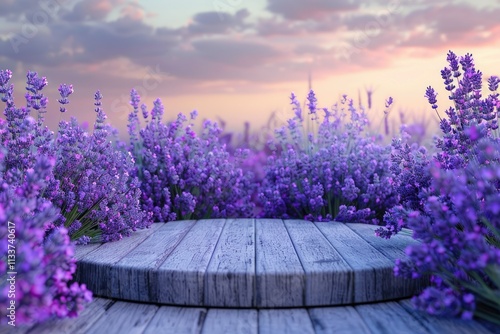 Premium Quality Picture of Lavender Field Podium for Beauty Products and Nature Display