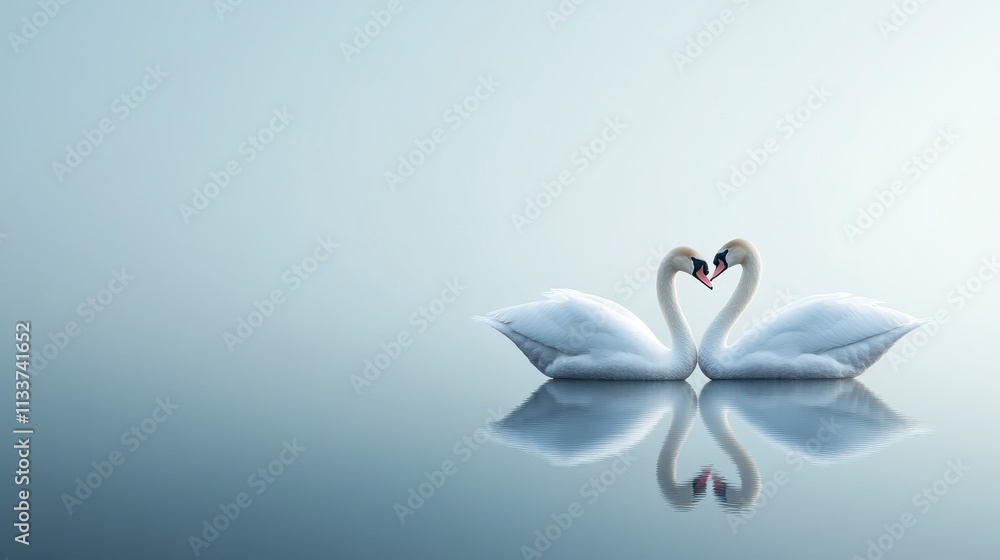 Romantic Swans Forming Heart Shape on Calm Lake Serenity Love Romantic Swans Forming Heart Shape on Calm Lake Serenity Love