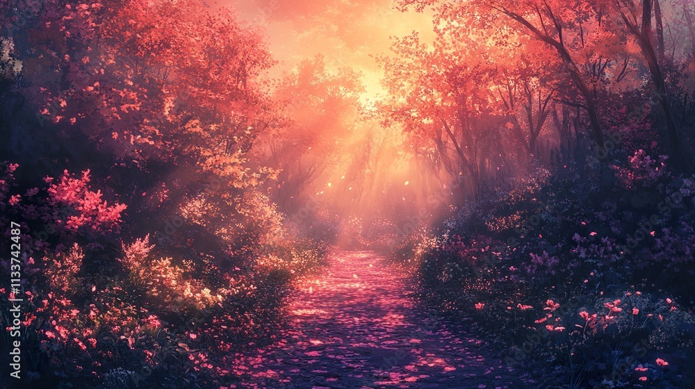 Obraz premium Enchanted Forest Path: A Dreamlike Landscape