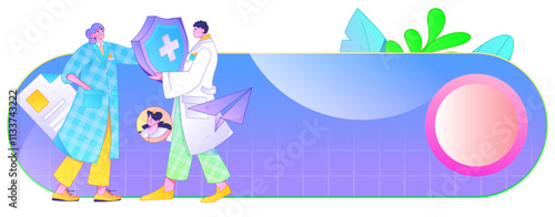 Medical characters fighting the epidemic flat vector concept operation hand drawn illustration
