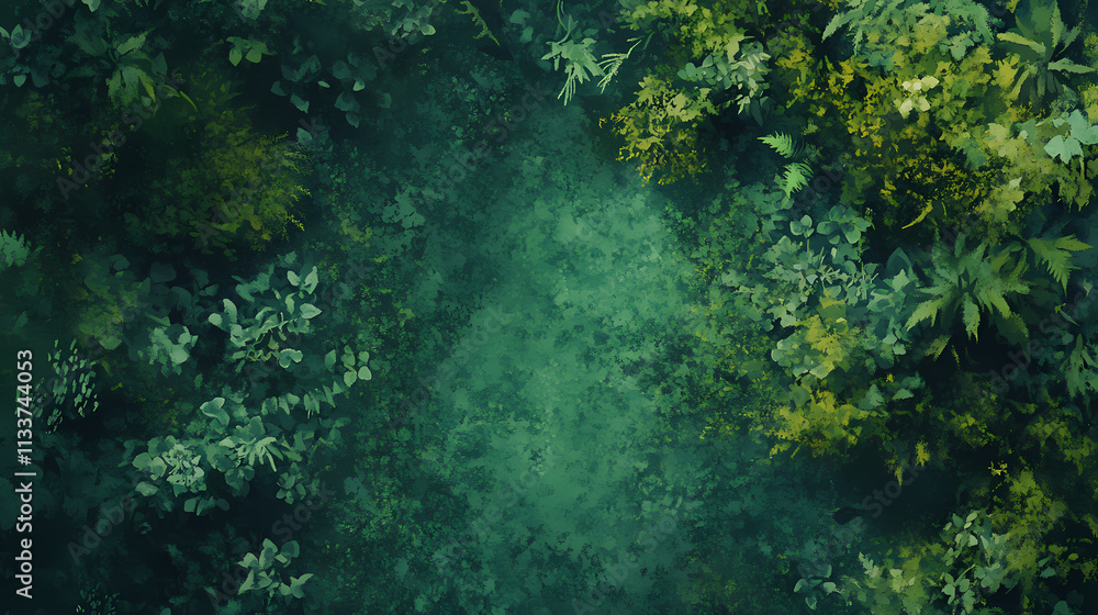 Closeup top view of a mossy forest floor, emphasizing the rich green textures and patterns of moss, perfect for naturethemed visuals. Thicket. Illustration Closeup top view of a mossy forest floor, emphasizing the rich green textures and patterns of moss, perfect for naturethemed visuals. Thicket. Illustration