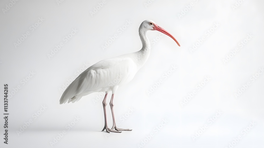 Obraz premium 70. A white ibis standing tall in a white setting