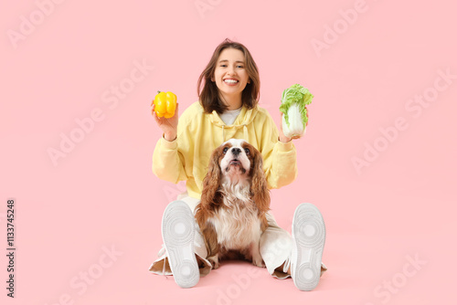 Happy young woman and caval...