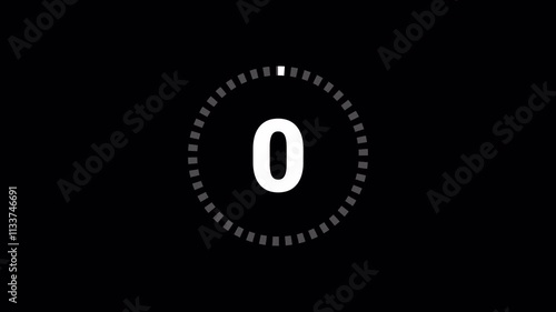   Circle countdown timer five second animation from 05 to 0 seconds on transparent background with alpha channel, 05 second countdown timer, Countdown video
