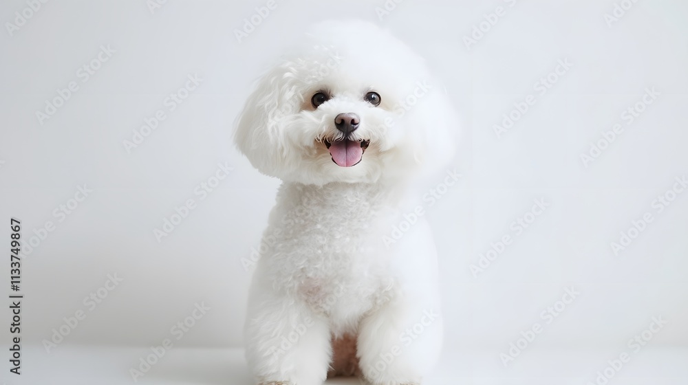 39. A fluffy white bichon frise dog sitting on a white background 39. A fluffy white bichon frise dog sitting on a white background