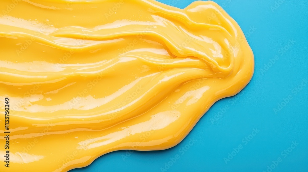 Bright Yellow Slimy Texture on Vibrant Turquoise Background Bright Yellow Slimy Texture on Vibrant Turquoise Background