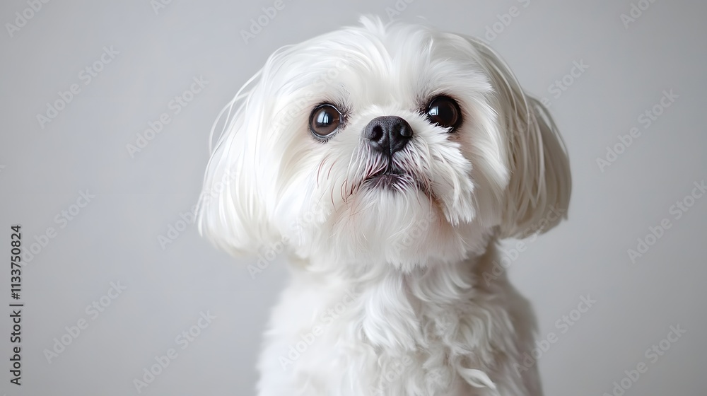 55. A charming white shih tzu dog posing with a white backdrop 55. A charming white shih tzu dog posing with a white backdrop