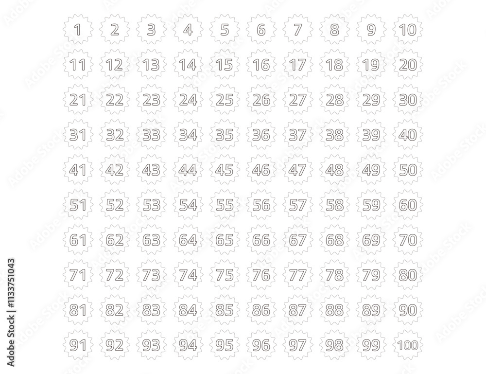 ジグザグを使った数字のデザイン 1~100 ジグザグを使った数字のデザイン 1~100