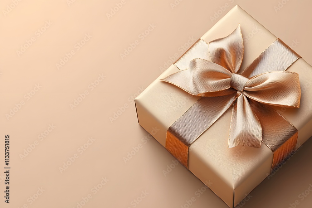 Obraz premium A beautifully wrapped gift box with a satin ribbon, perfect for celebrations.