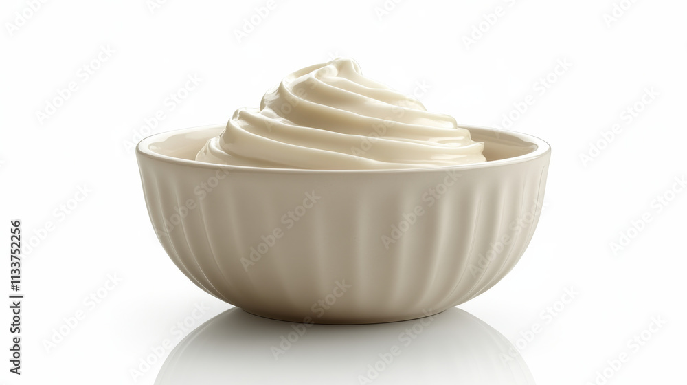 Creamy sour cream in white bowl, perfect for dips and toppings, adds rich flavor to various dishes. Ideal for culinary presentations and food photography Creamy sour cream in white bowl, perfect for dips and toppings, adds rich flavor to various dishes. Ideal for culinary presentations and food photography