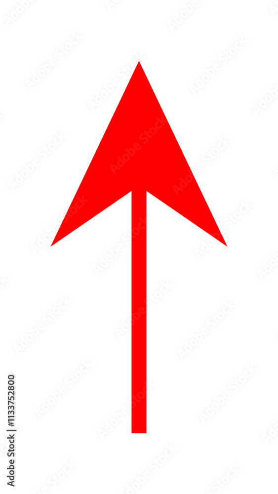 Flat Red Arrow Up Isolated on White Flat Red Arrow Up Isolated on White