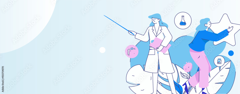 Fototapeta premium Medical characters fighting the epidemic flat vector concept operation hand drawn illustration 