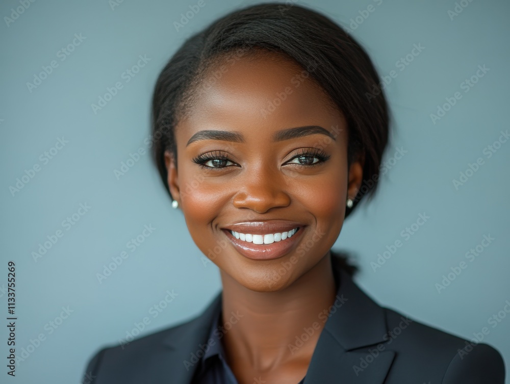 A woman in a suit is smiling for the camera A woman in a suit is smiling for the camera