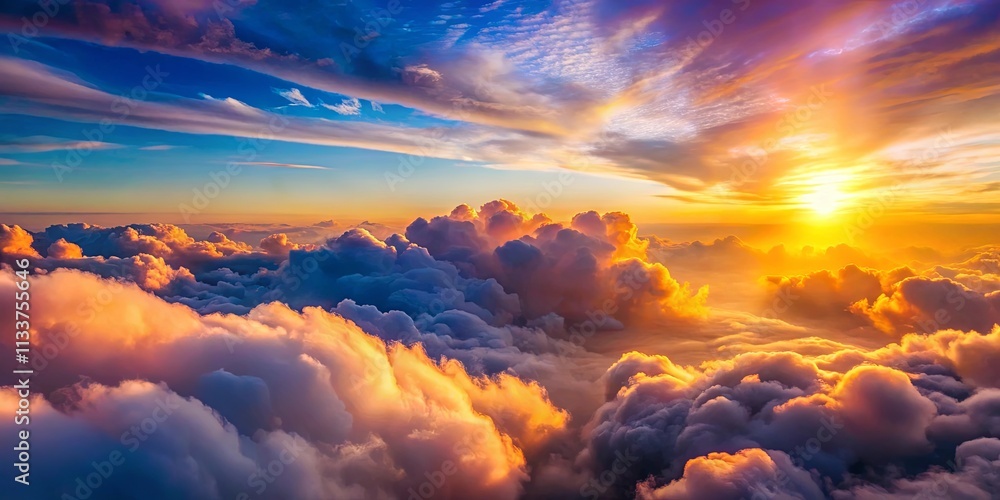 Golden Hour Above a Sea of Clouds A Breathtaking Aerial View of Sunset Golden Hour Above a Sea of Clouds A Breathtaking Aerial View of Sunset