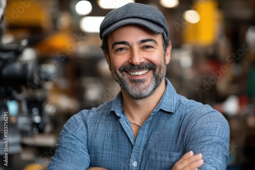 Happy Mature Man in Workshop