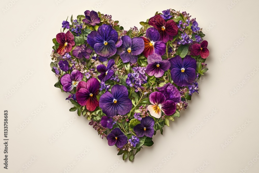 Heart Shaped Floral Arrangement of Pansies and Wildflowers Heart Shaped Floral Arrangement of Pansies and Wildflowers