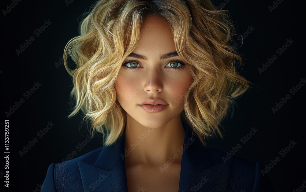 A woman in a suit is smiling for the camera A woman in a suit is smiling for the camera