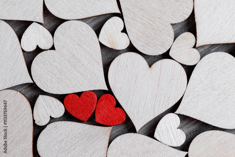 Obraz premium wooden hearts macro close up