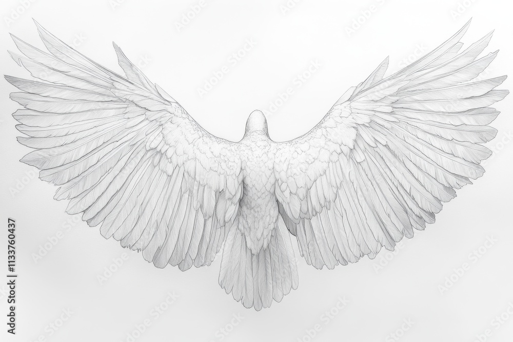 Bird Wings Sketch, Back View Bird Wings Sketch, Back View