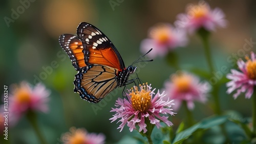 Monarch Butterfly on Pink Flower