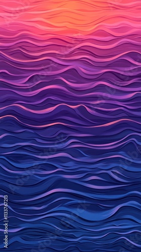 Abstract Wavy Lines in Vibrant Hues of Purple and Blue