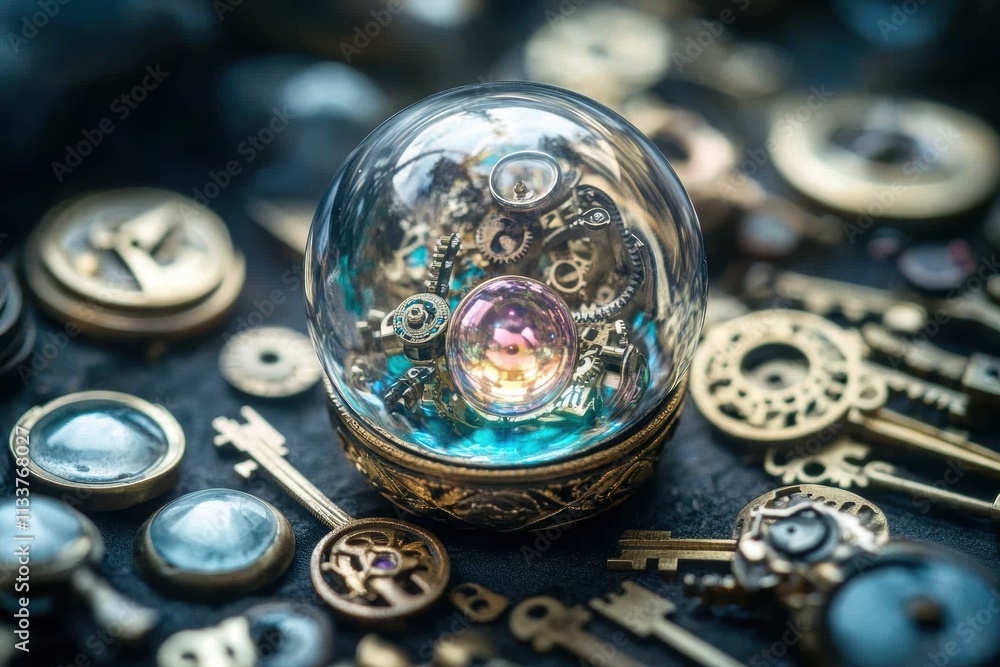 Steampunk Orb of Gears and Keys Steampunk Orb of Gears and Keys