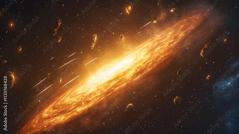 Fiery Cosmic Collision Celestial Bodies Crashing Fiery Cosmic Collision Celestial Bodies Crashing