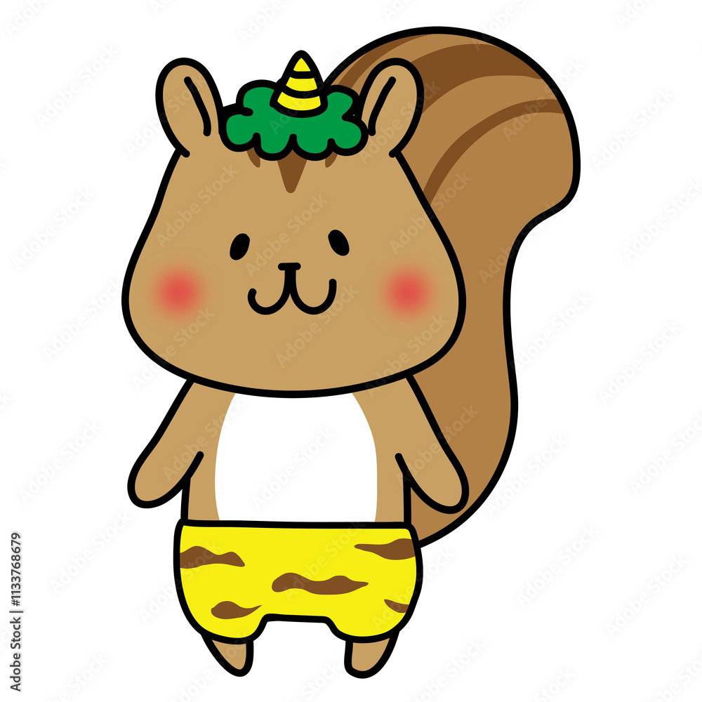 青鬼の格好をしたリス