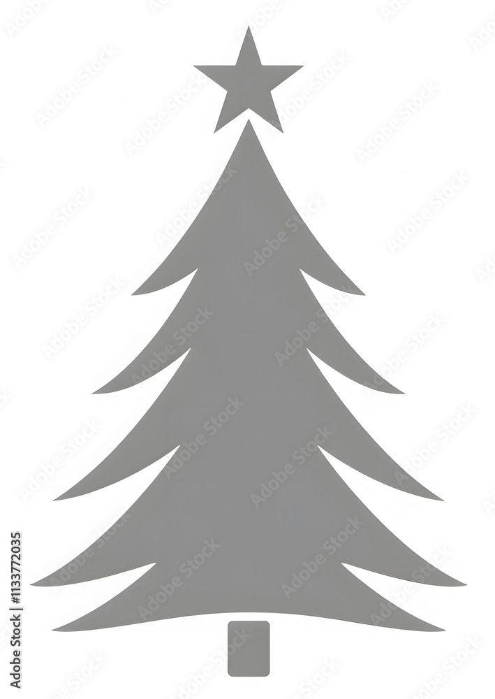 Obraz premium Minimalist Grey Christmas Tree Icon with Star