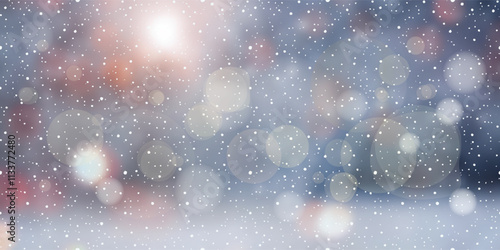 Vector winter background, blur and bokeh effect	