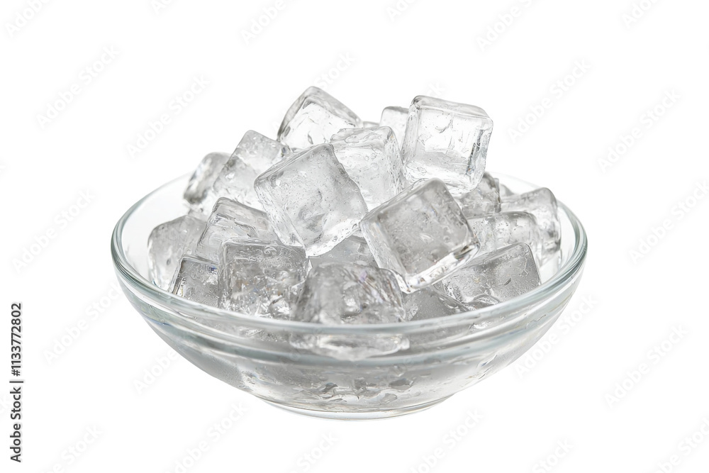 Ice Cubes in a Glass Bowl Isolated on PNG Transparent Background Ice Cubes in a Glass Bowl Isolated on PNG Transparent Background