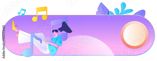 Music characters scene flat vector concept operation illustration
