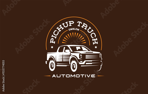 Pickup Truck Silhouette Vector Emblem Logo Design