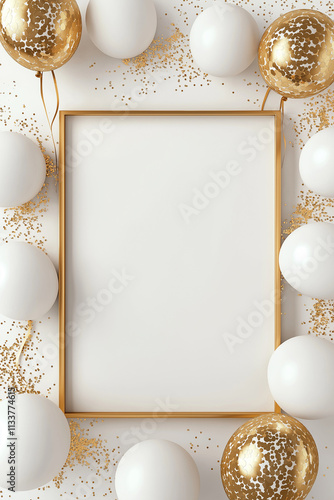 Greeting card, poster for Celebration frame party banner with Gold balloons background, sale illustration, grand opening card with luxury greeting rich style