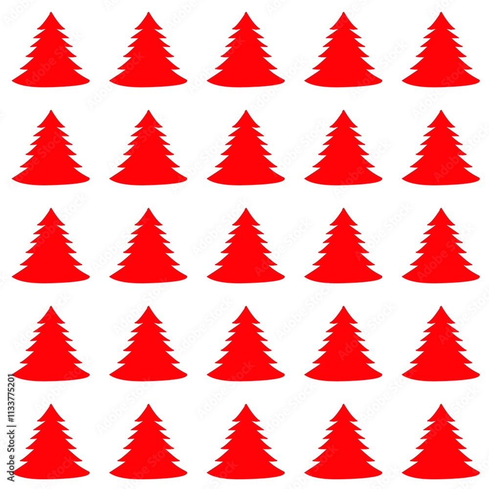 Obraz premium Repeating pattern of Christmas tree on white background