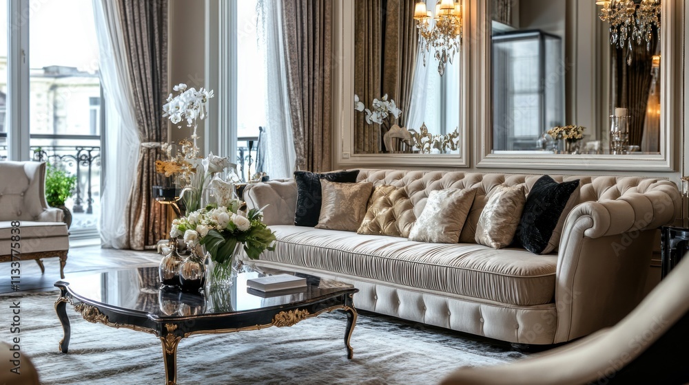 Elegant Living Room Interior Design with Plush Sofa Elegant Living Room Interior Design with Plush Sofa