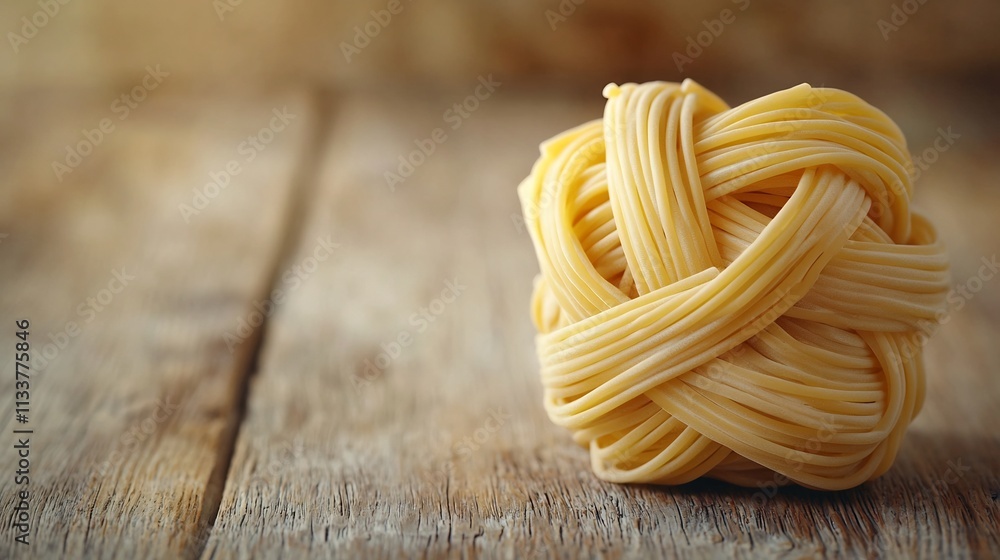 Plain Easy Authentic, Delicate Pasta Knot on Wooden Surface,Symbolizing Unity and Simplicity Plain Easy Authentic, Delicate Pasta Knot on Wooden Surface,Symbolizing Unity and Simplicity