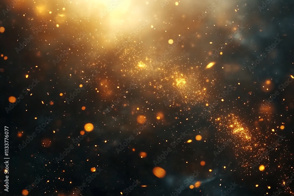 Fototapeta premium Abstract fiery sparks exploding in dark space.