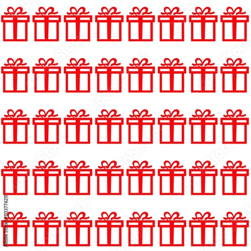 Repeating pattern of gift boxes icon on white background 
