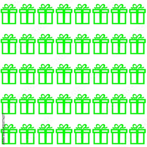 Repeating pattern of gift boxes icon on white background 